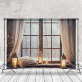 Lofaris Wald Kerzenlicht Warm Fenster Weihnachten Hintergrund